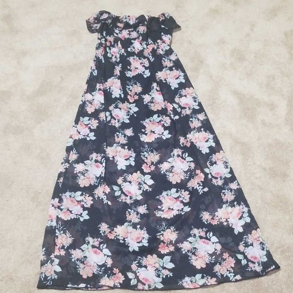 Tube top black floral sundress